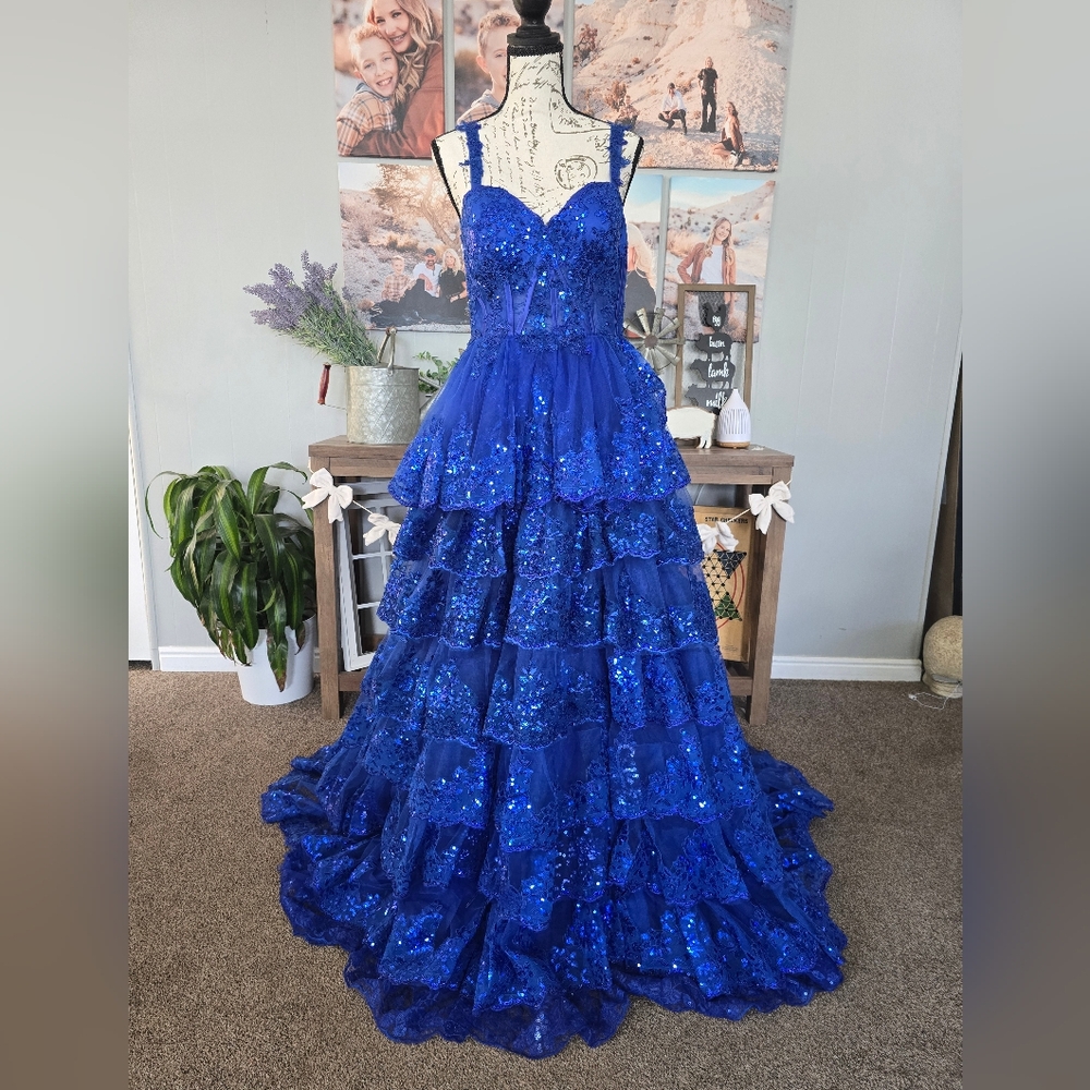 Dazzling Royal Blue Sequin Prom Dress